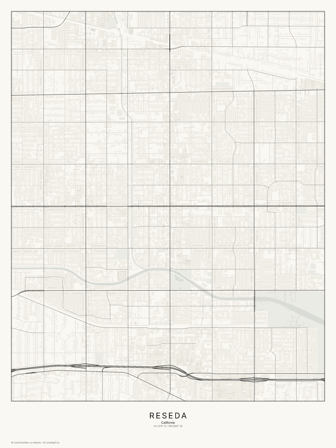 Reseda map poster, classic style