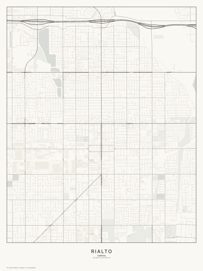 Rialto map poster, classic style