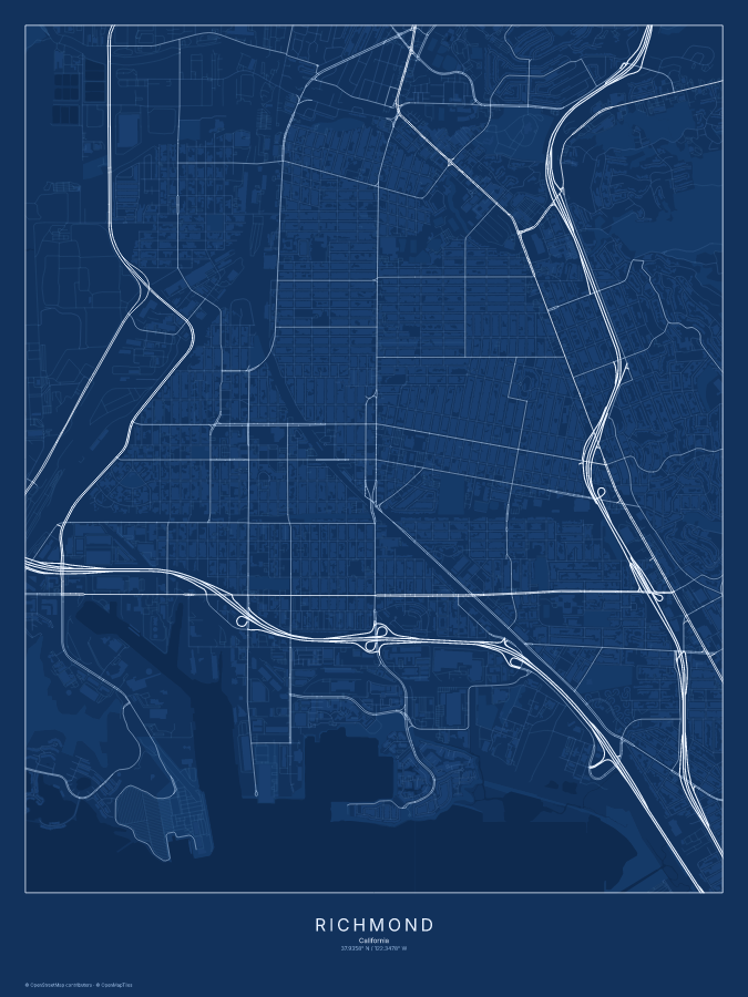 Richmond map poster, blueprint style