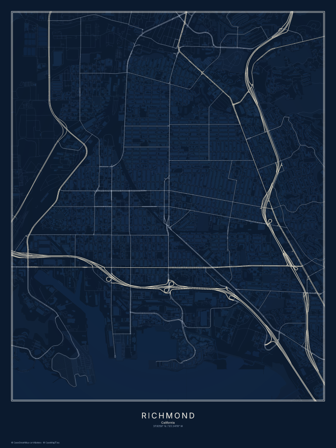 Richmond map poster, midnight style