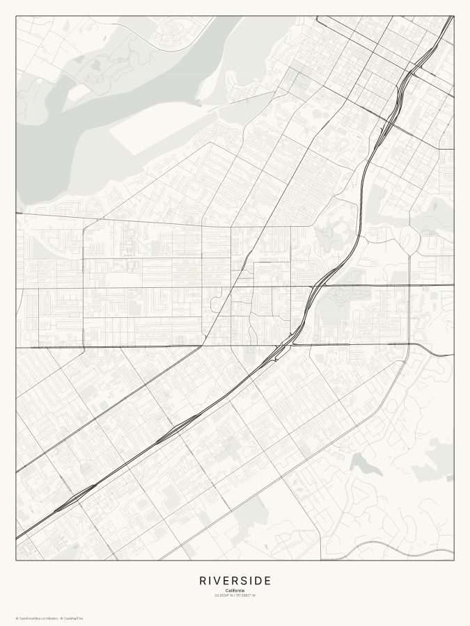 Riverside map poster, classic style