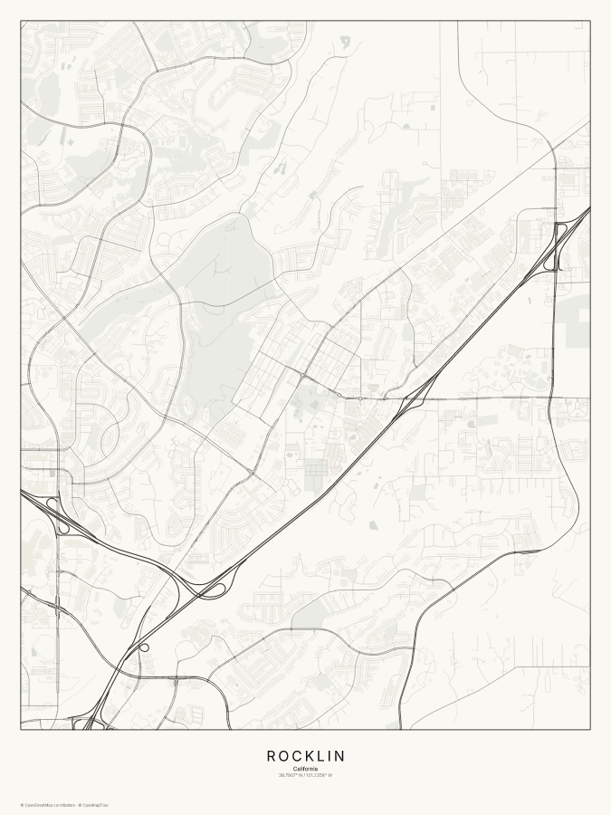Rocklin map poster, classic style
