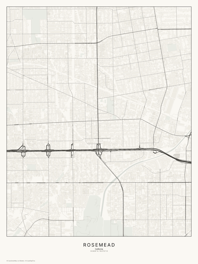 Rosemead map poster, classic style