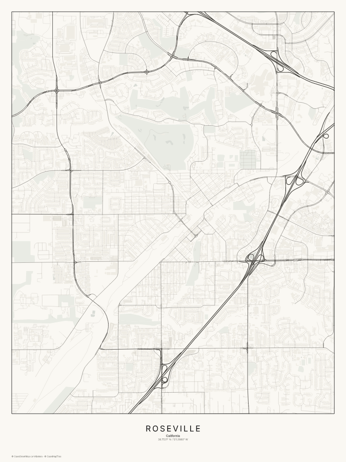 Roseville map poster, classic style