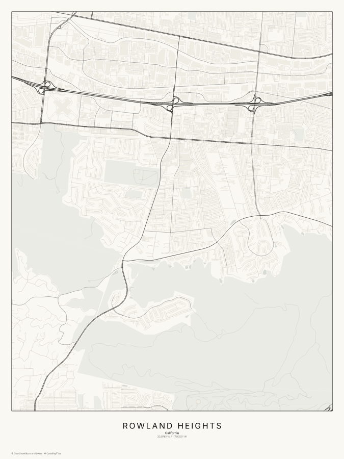 Rowland Heights map poster, classic style