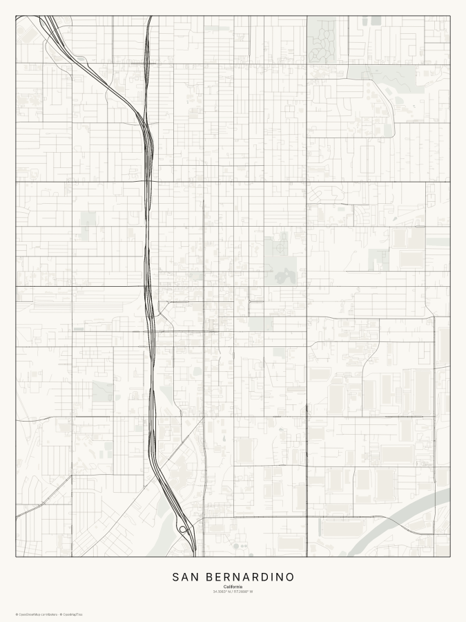San Bernardino map poster, classic style