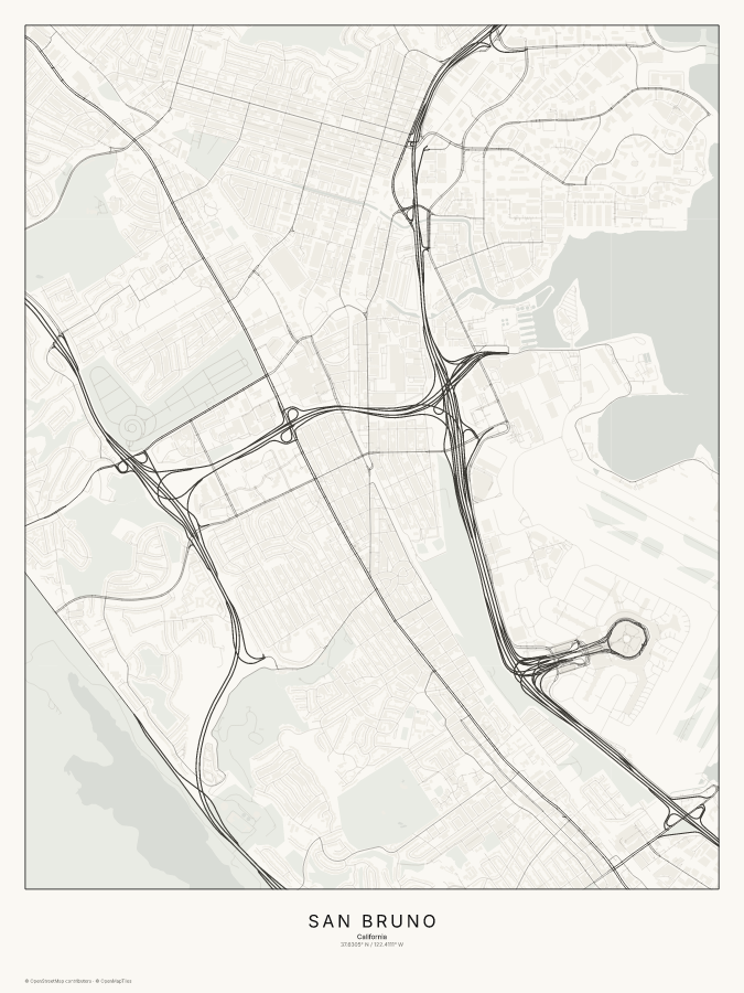 San Bruno map poster, classic style