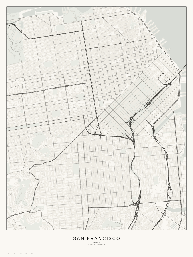 San Francisco map poster, classic style