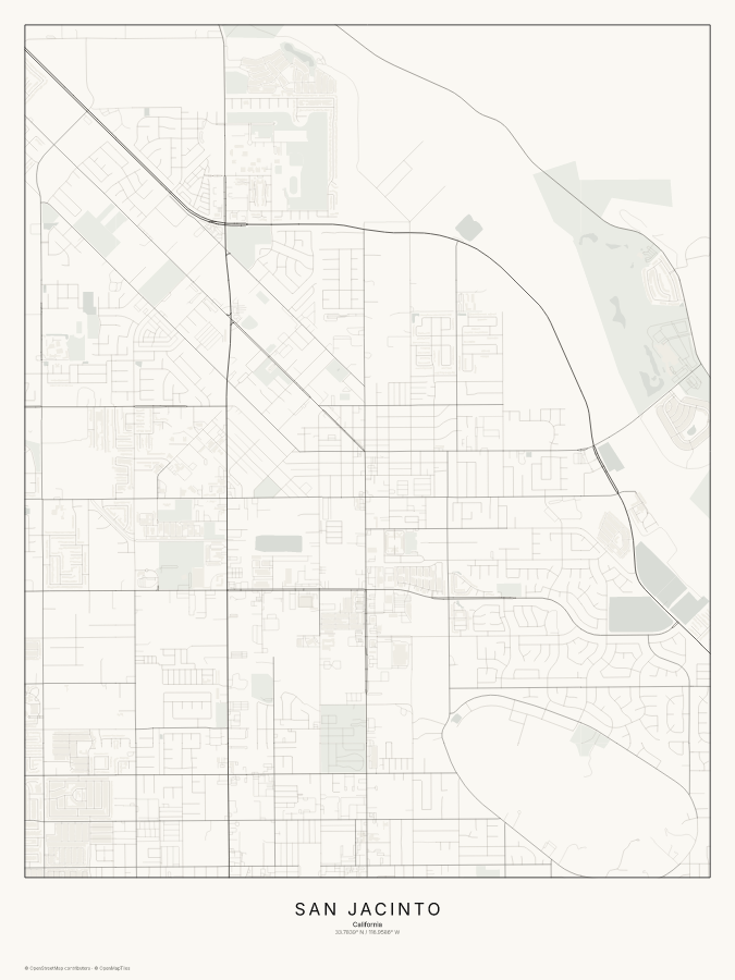 San Jacinto map poster, classic style