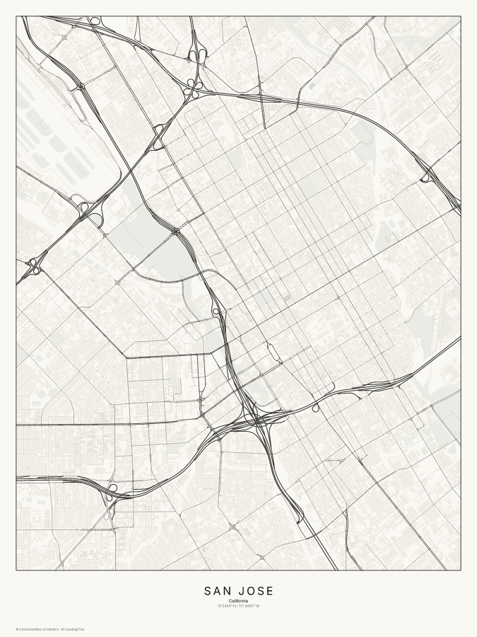 San Jose map poster, classic style