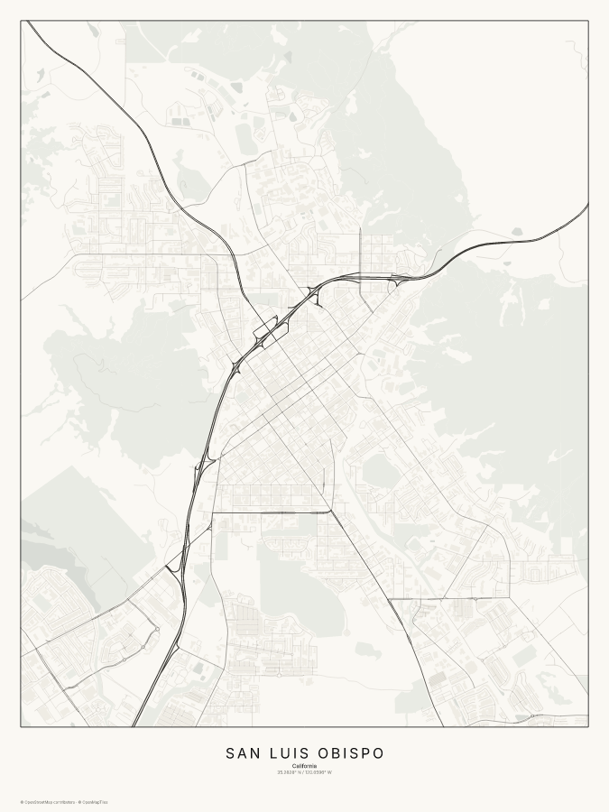 San Luis Obispo map poster, classic style
