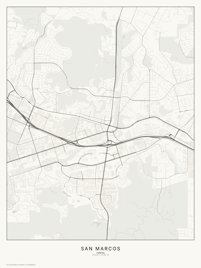 San Marcos map poster, classic style