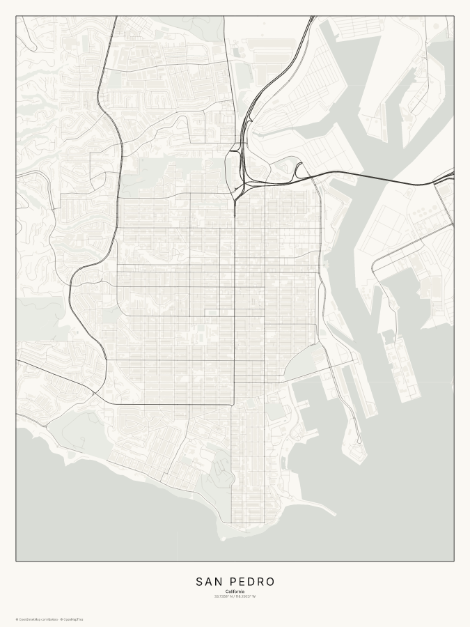San Pedro map poster, classic style