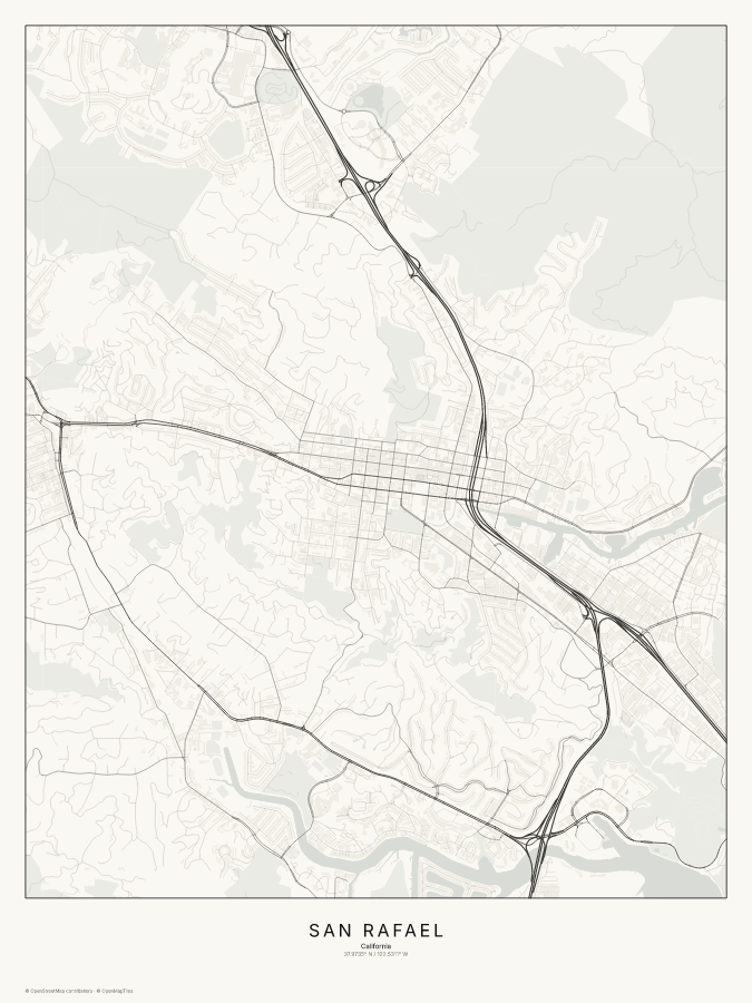 San Rafael map poster, classic style