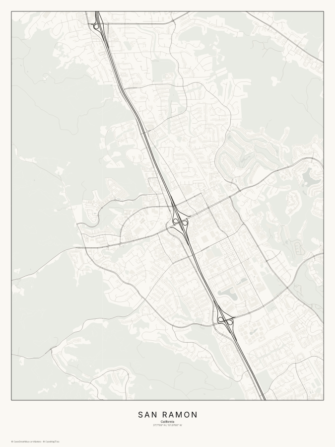 San Ramon map poster, classic style