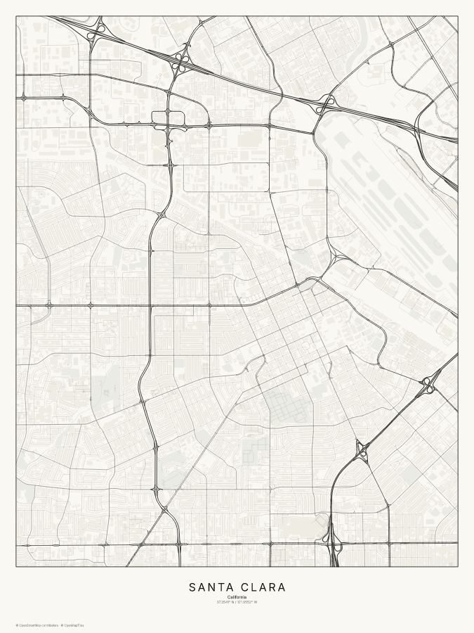 Santa Clara map poster, classic style