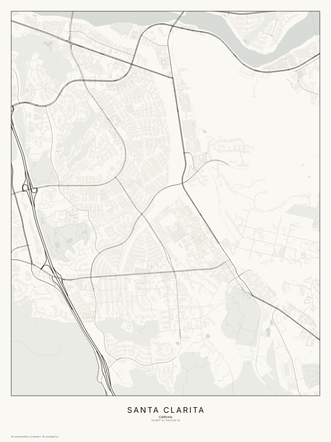 Santa Clarita map poster, classic style