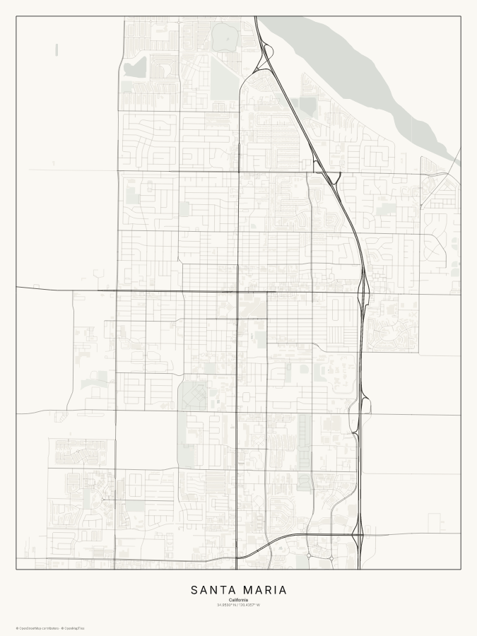 Santa Maria map poster, classic style