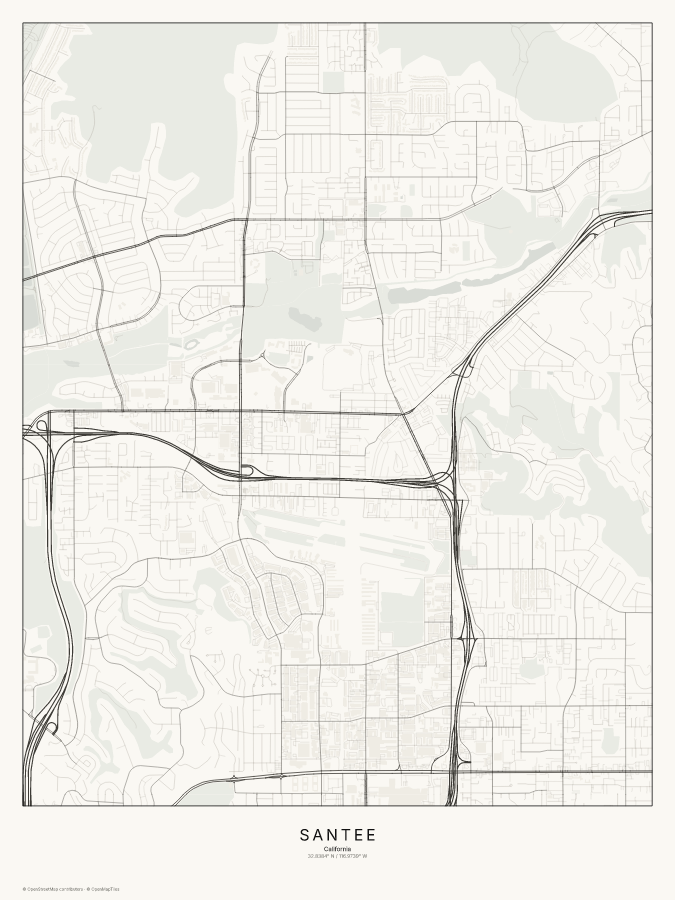 Santee map poster, classic style