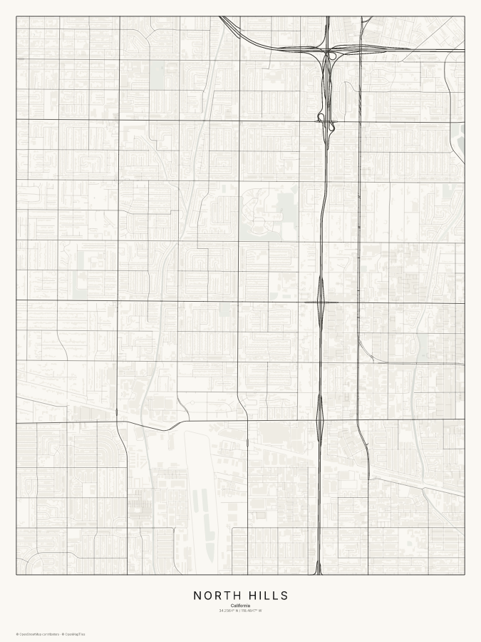 North Hills map poster, classic style