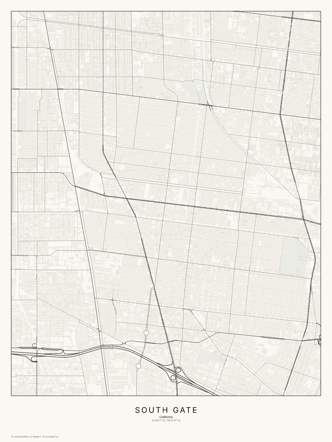 South Gate map poster, classic style