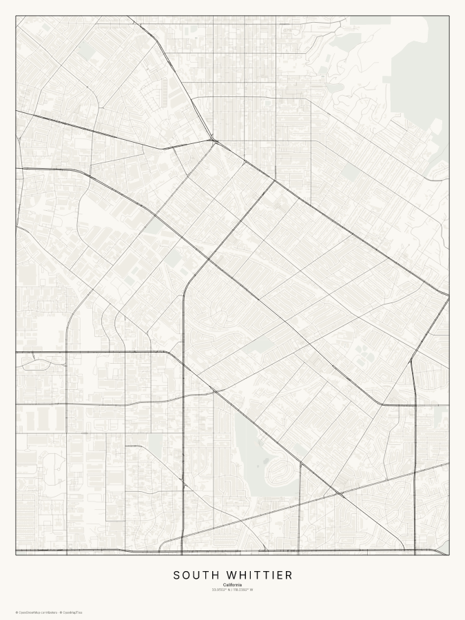 South Whittier map poster, classic style