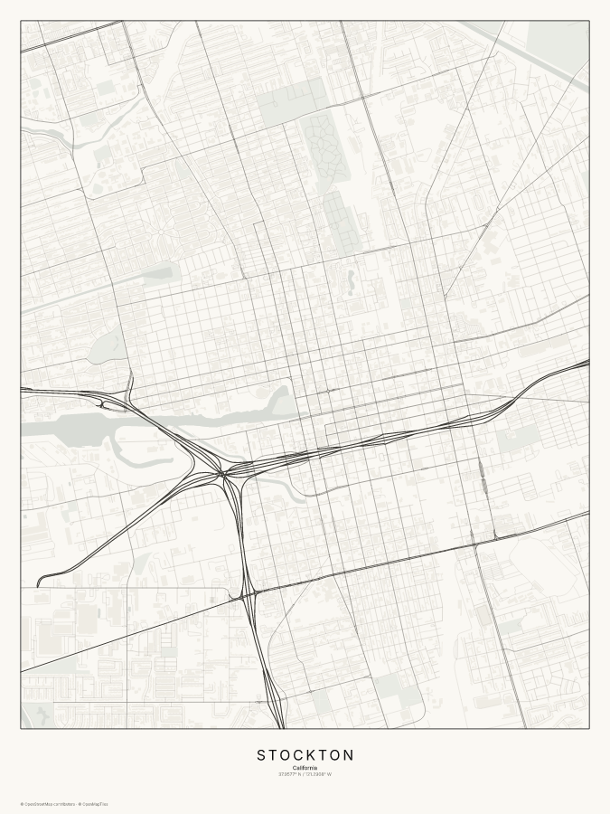 Stockton map poster, classic style