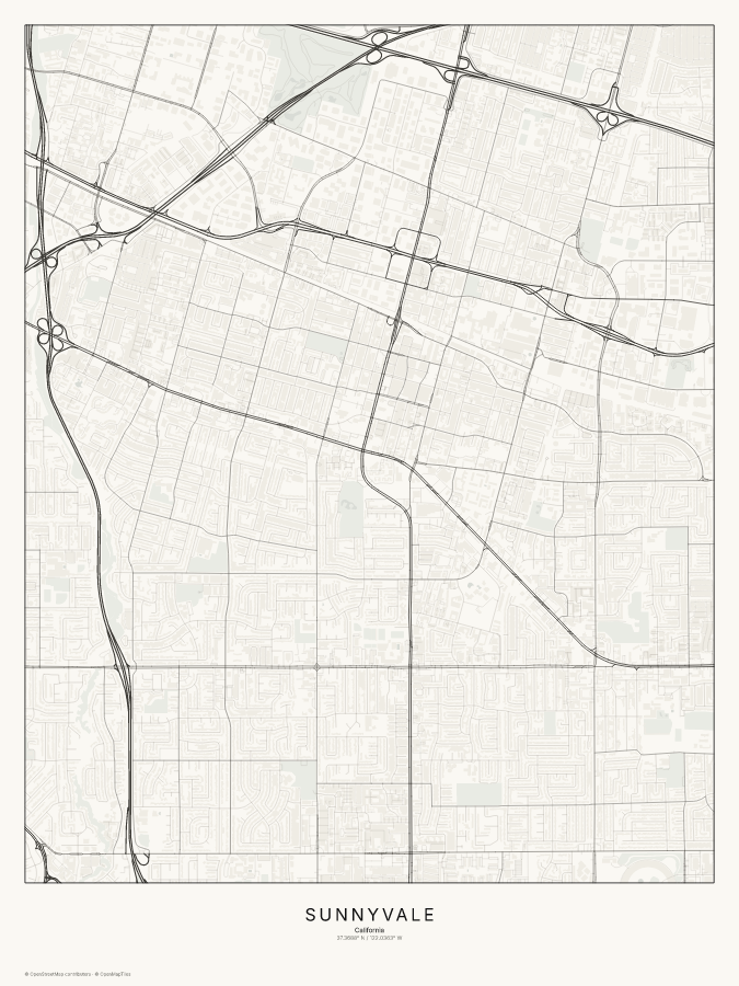 Sunnyvale map poster, classic style