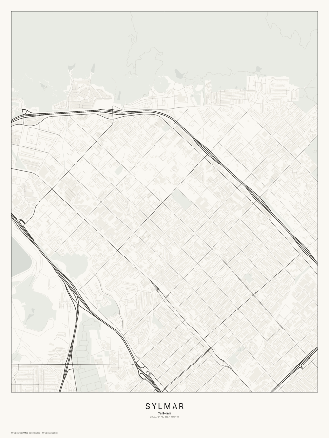 Sylmar map poster, classic style