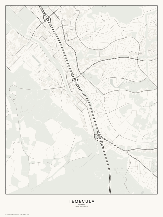 Temecula map poster, classic style