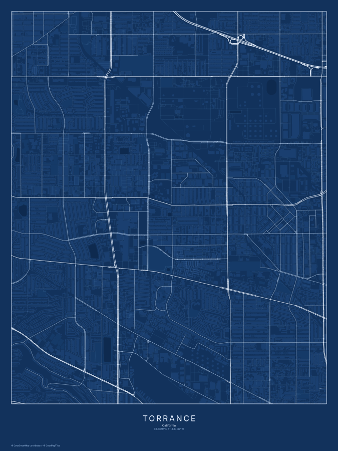 Torrance map poster, blueprint style