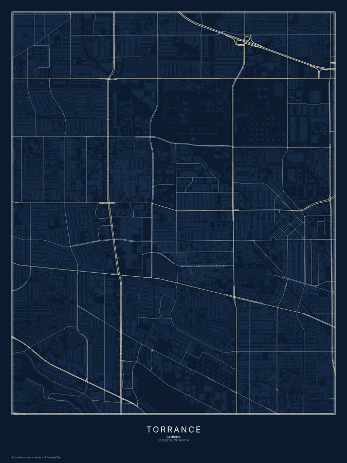 Torrance map poster, midnight style