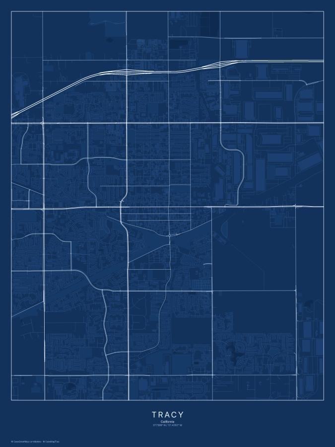 Tracy map poster, blueprint style