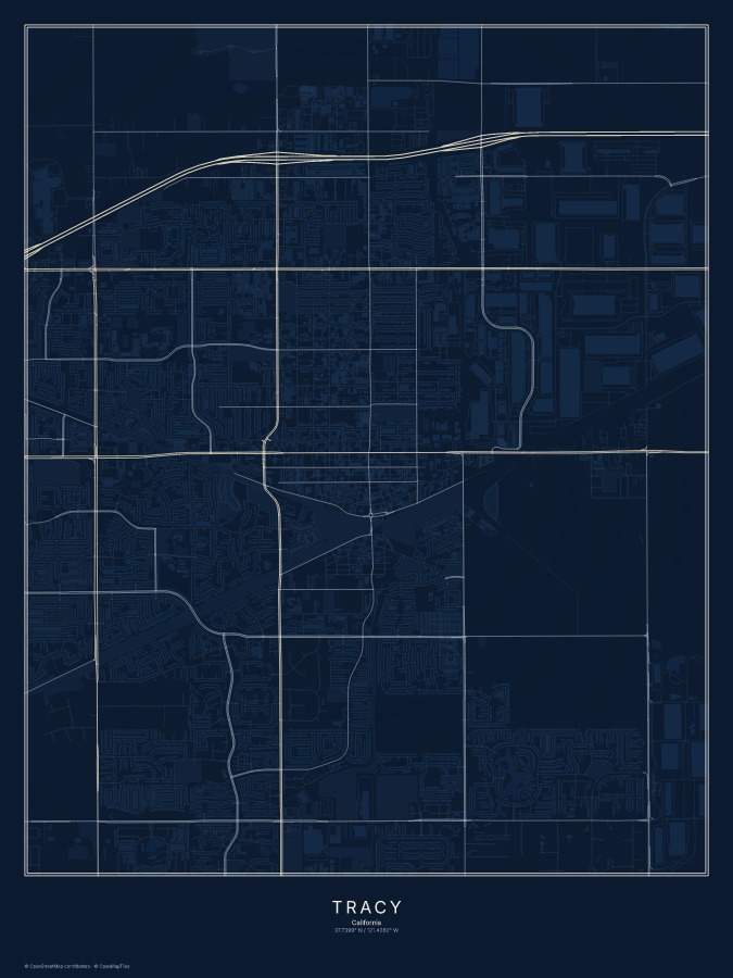 Tracy map poster, midnight style