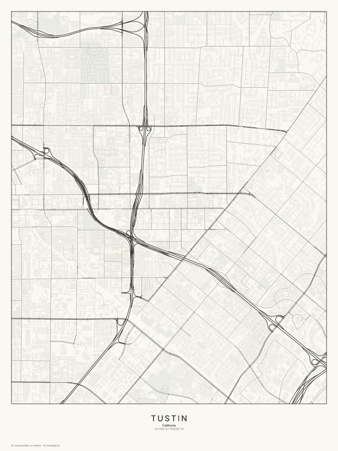 Tustin map poster, classic style