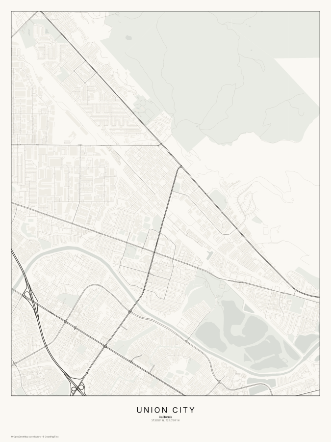 Union City map poster, classic style