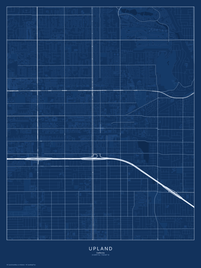 Upland map poster, blueprint style
