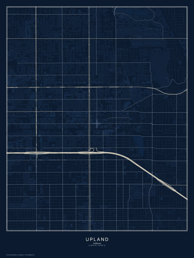 Upland map poster, midnight style
