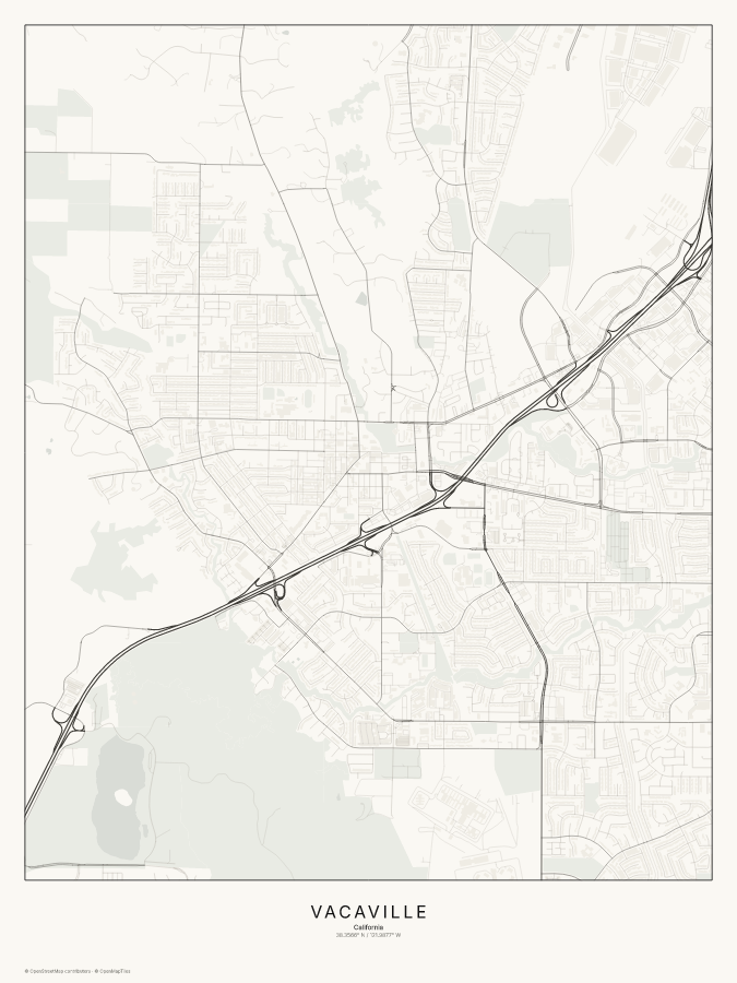 Vacaville map poster, classic style