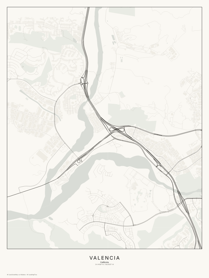 Valencia map poster, classic style