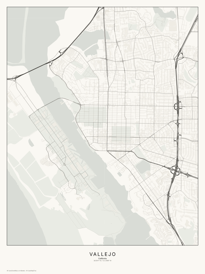 Vallejo map poster, classic style
