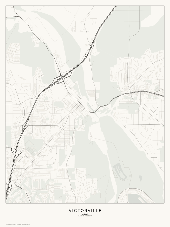 Victorville map poster, classic style