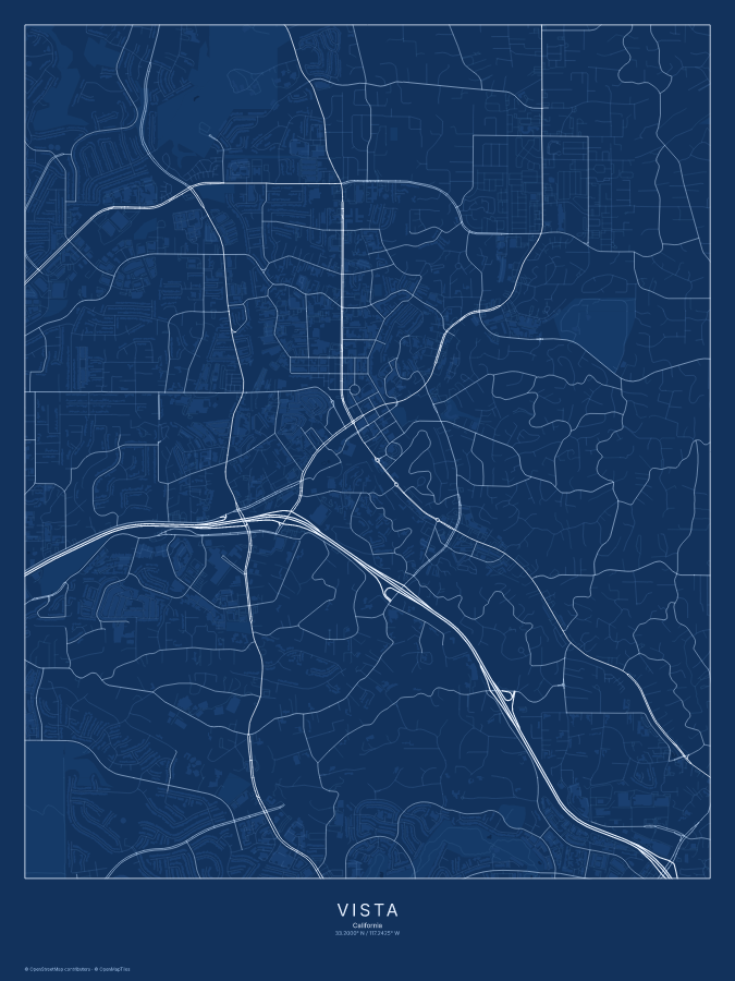 Vista map poster, blueprint style