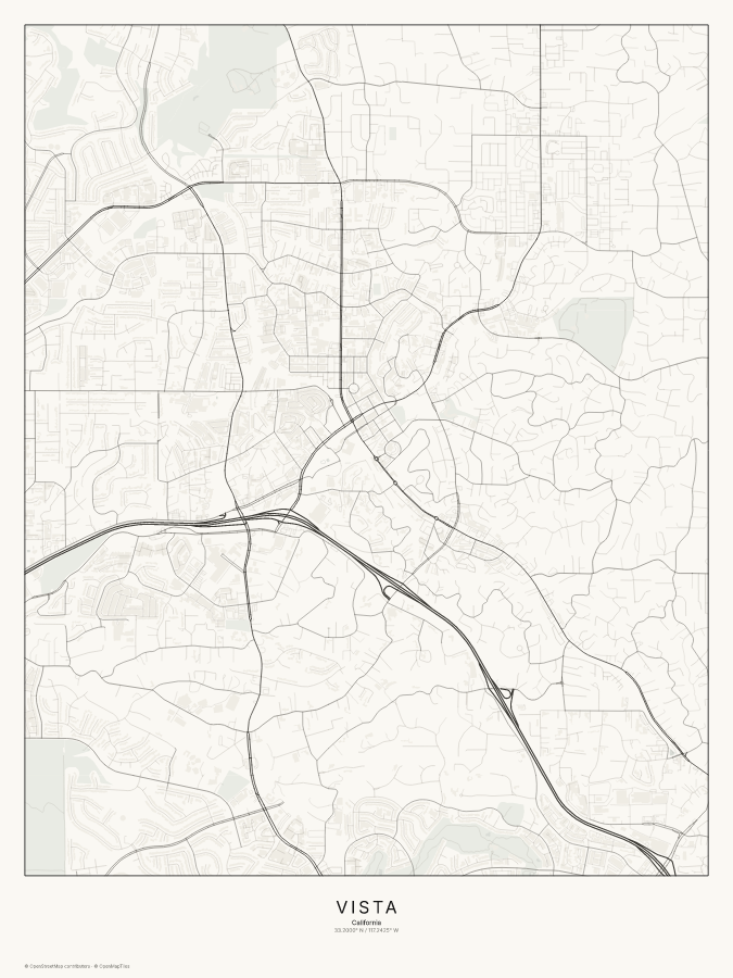 Vista map poster, classic style