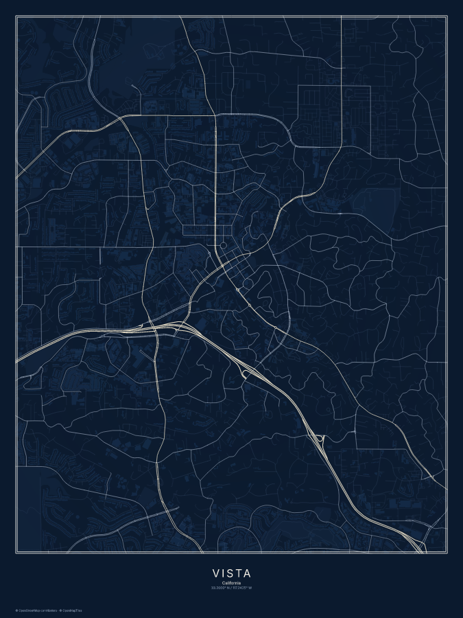 Vista map poster, midnight style