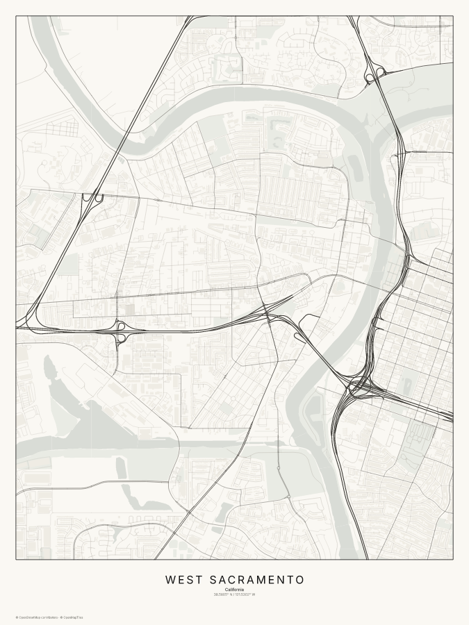 West Sacramento map poster, classic style