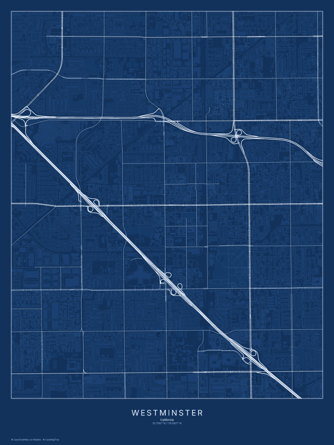 Westminster map poster, blueprint style