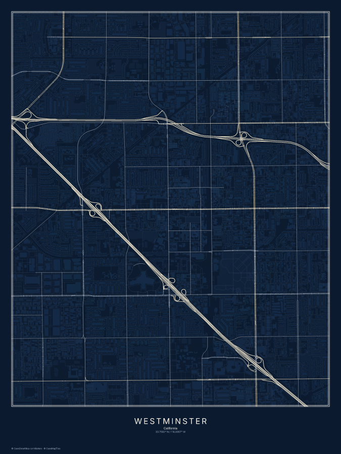 Westminster map poster, midnight style