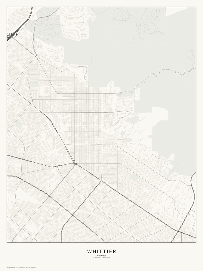 Whittier map poster, classic style