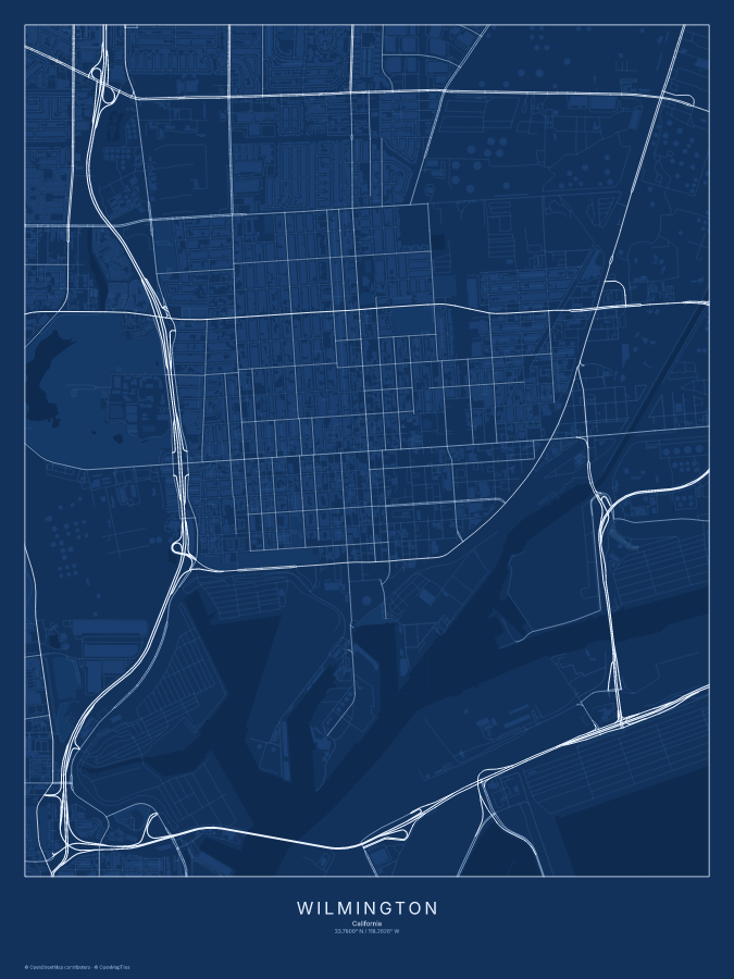 Wilmington map poster, blueprint style